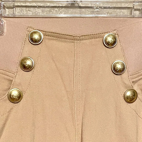 DG2 by Diane Gilman Women's high rise button detail pull on pants Size Small Tan - Picture 5 of 7